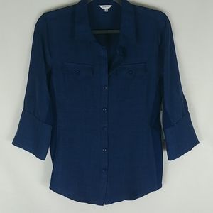NWT Cavalini Navy Blue Blouse